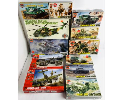 12x Airfix Model Kits - Including Army Tanks, Figures, Helicopters etc - Contents Unchecked - But Appear Complete. P&amp;P Gr