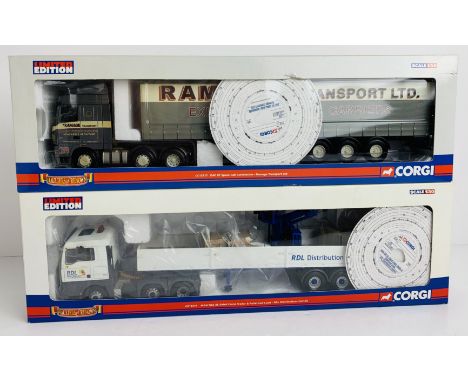 2x Corgi 1:50 HGV Models CC13411 MAN TGA RDL Dist &amp; CC13217 DAF XF Ramage - Boxed, P&amp;P Group 2 (£18+VAT for the first