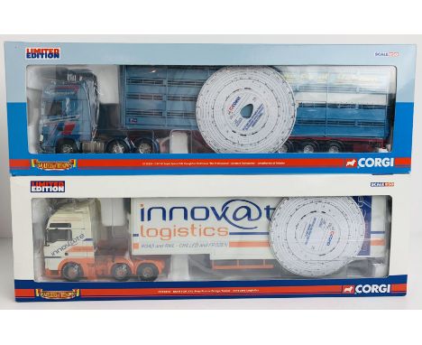 2x Corgi 1:50 HGV Models - CC13414 MAN TGA XXL Innovate Logistics &amp; CC13224 DAF XF Super Space  - Boxed, P&amp;P Group 2 
