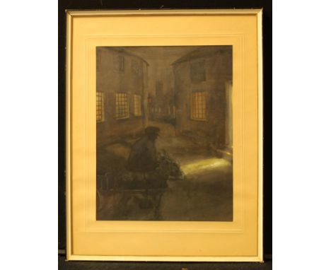 English School (early to mid-20th century) Light From the Houses watercolour and gouache, 37cm x 29cm 