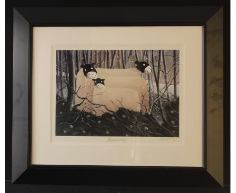 Mackenzie Thorpe, by and after, Sheltering, signed, LXXIV/CC, lithograph print, 40cm x 54cm 