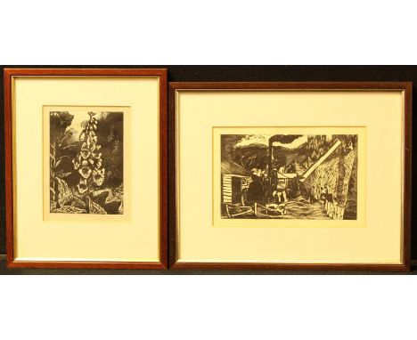 John Nash (1893-1977), by and after, Foxgloves, wood block engraving observational study, un-numbered limited edition of 100,