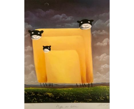 Mackenzie Thorpe, by and after, High on Love, signed, limited edition, 347/850, lithograph print, 52cm x 44cm, certificate ve