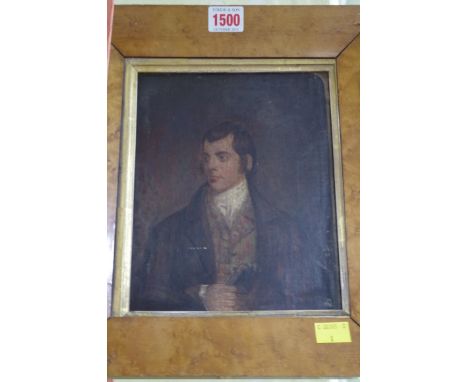 English School, bust length portrait of Robert Burns, oil on board, 21 x 17cm. 