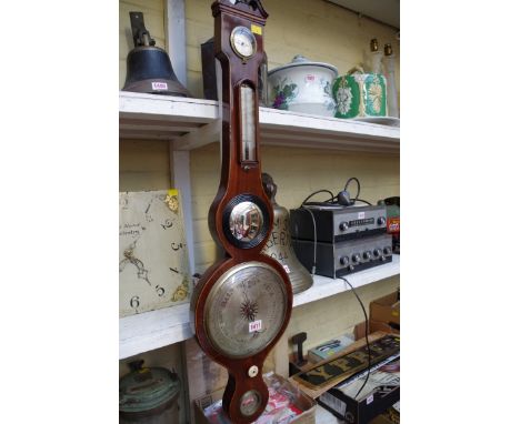 A 19th century mahogany and line inlaid five dial banjo barometer.&nbsp; 