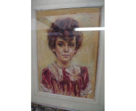Joseph Oppenheimer; head and shoulders portrait of a young girl, signed and dated '40, pastel, 52 x 37cm. 