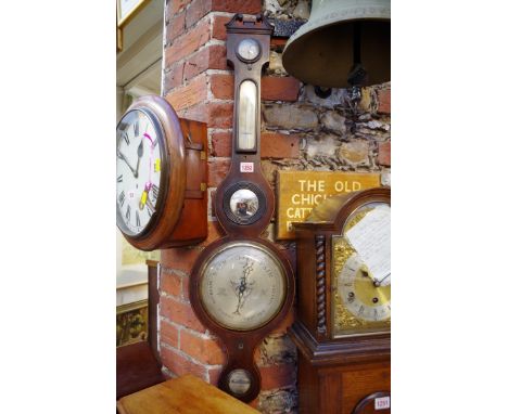 A 19th century mahogany and line inlaid five dial banjo barometer, by J Schalfino, Taunton. 
