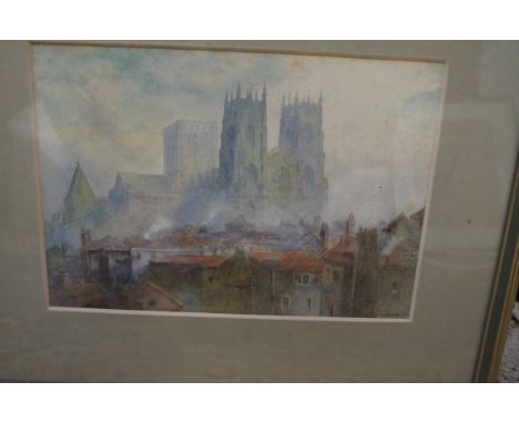 R H Wright, 'Venice'; 'York Minister', two works, signed and dated '91 and '96 respectively, watercolour, 17 x 25cm.&nbsp; 