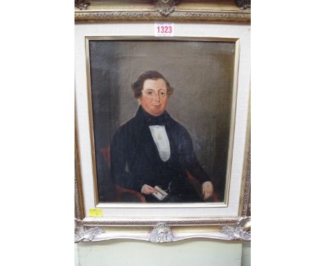 English School,&nbsp;19th century, half length portrait of a seated gentleman, oil on canvas, 29 x 24cm. 