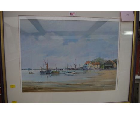 H K Kasparian,'Bull &amp; Oyster, Pin Mill, Suffolk', signed, acrylic, 39.5 x 54cm.&nbsp; 