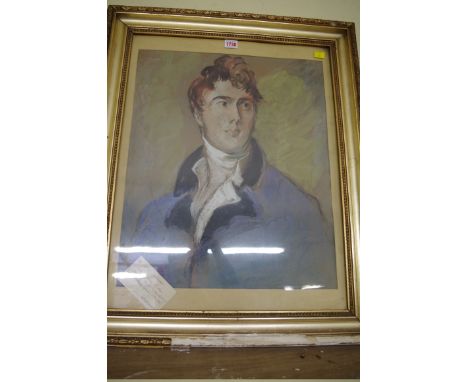 After Sir Thomas Lawrence,&nbsp;bust-length portrait of William Lamb, watercolour, 53 x 44cm. 