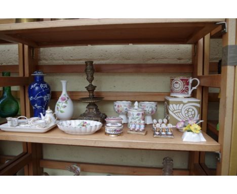 A mixed group of English ceramics, to include a collection of Spode miniature items; together with a Chinese blue and white v