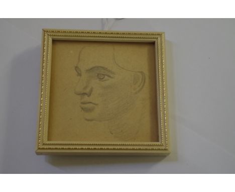 William Roberts,&nbsp;portrait of Tom Sutcliffe, pencil, 8.5cm square.&nbsp; 