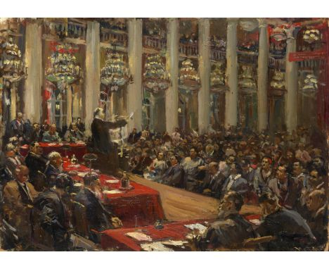NALBANDIAN, DMITRI (1906–1993) Lenin’s Speech in the House of the Unions, Moscow, signed with initials and dated 1951, also f