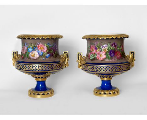 A Rare Pair of Imperial Porcelain Vases IMPERIAL PORCELAIN MANUFACTORY, PERIOD OF ALEXANDER II (1855–1881) Height 31 cm (each