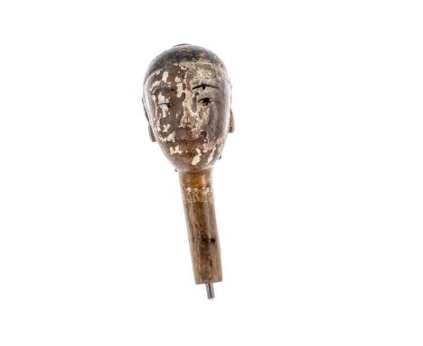 EARLY 19TH CENTURY CHINESE PAINTED WOOD PUPPET HEAD,28cm long