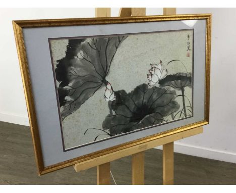 TWO CHINESE WATERCOLOUR FLORAL STUDIES,the first and larger with characters upper right, image 36.5cm x 58cm, the second with