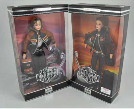 Three boxed Barbie Collectibles "Harley Davidson" dolls, a "Timeless Silhouette" Barbie, and a "Winter Rhapsody" Barbie for A