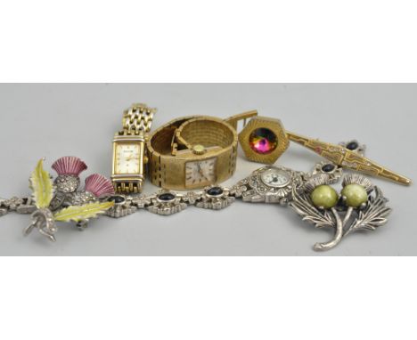 Lady's Rotary wristwatch, textured finished bracelet, an Accurist wristwatch, Lava cocktail watch, (damaged), cuff links, dre