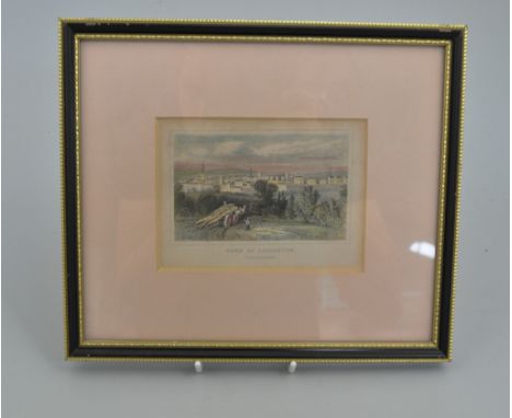 Baxter print, Abbeville, 7.5 x 5.5cms, gilt frame, two others, Lake Garda and Bolton Abbey and a blond print, Rural Life, mon