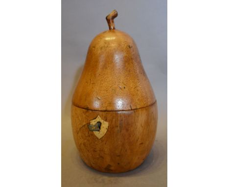 A Tea Caddy in the form of a Pear with Key, 18 cms tall