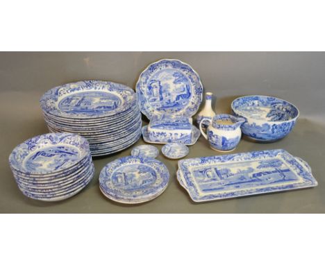 A Collection of Spode Italian Pattern Ceramics, to include eighteen dinner plates, ten bowls, a large bowl and various other 