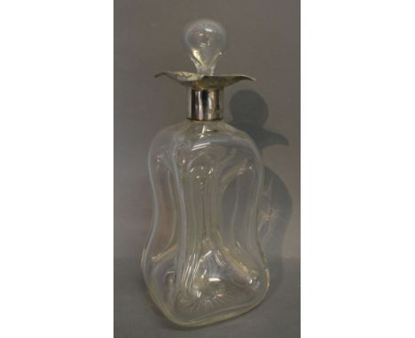 A Sheffield Silver and Cut Glass Decanter with Stopper