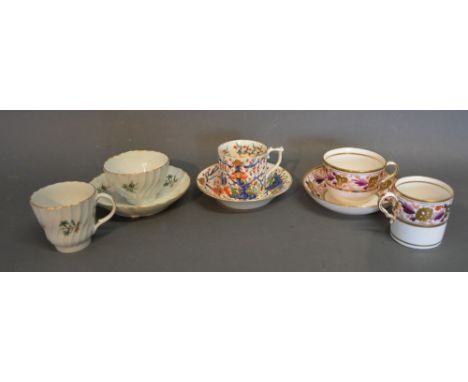 A Derby Coffee Can and Saucer together with two similar trios, Worcester Flight and Spode