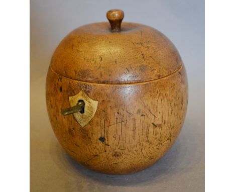 A Tea Caddy in the form of an Apple with Key, 11 cms tall