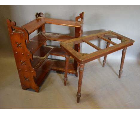 A Late Victorian Early Edwardian Mahogany Luggage Stand, together with a Victorian corner shelf unit