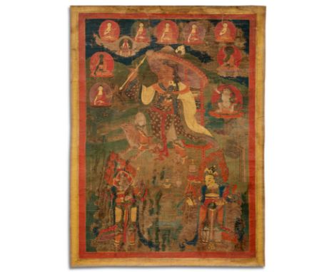 Der berühmte Dharmatala, Reisebegleiter der 16 Arhats auf ReisenTibet, frühes 17. Jh.68 x 50,5 cmFeine Malerei in Tempera, mi