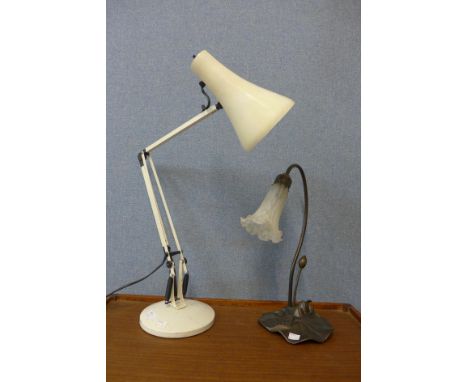 A white metal anglepoise desk lamp and one other 