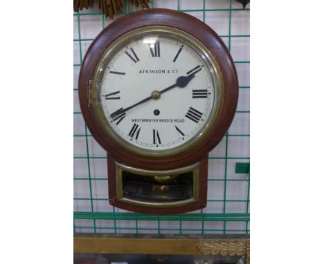 A Victorian mahogany wall clock, the painted dial signed Atkinson &amp; Co., Westminster Bridge Road 