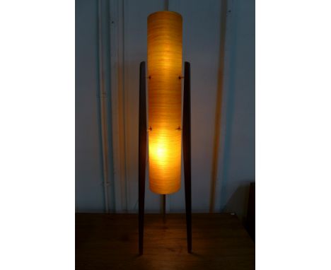 A teak and orange fibreglass rocket lamp 