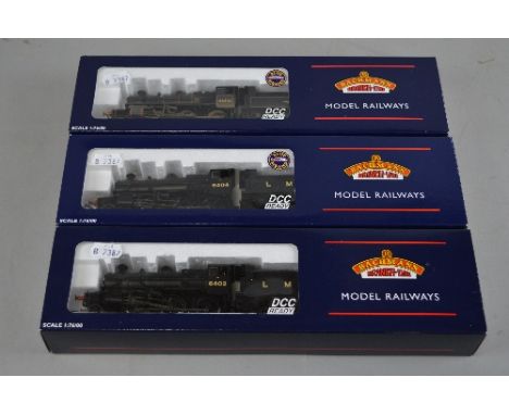 THREE BOXED BACHMANN OO GAUGE IVATT CLASS 2 LOCOMOTIVES, No.6402 (32-830), No.6404 (32-827), both in L.M.S. black livery and 