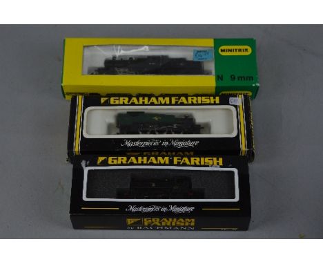 THREE BOXED N GAUGE LOCOMOTIVES, Minitrix class 2MT No.46400, B.R. black livery (N202/51203900), Graham Farish (British) clas