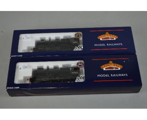 TWO BOXED BACHMANN OO GAUGE IVATT CLASS 4 LOCOMOTIVES, No.3001, L.M.S. black livery (32-575) and No.43106, B.R. black livery 