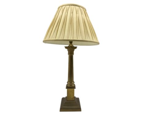 Laura Ashley brass Corinthian Column table lamp with shade, H41cm excluding fitting 