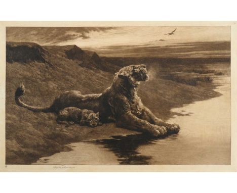 Herbert Dicksee (1862-1942)"Maternal Care"Signed in pencil, etching, 39.5cm by 64.5cmExhibited; The Royal Academy 1899 accord