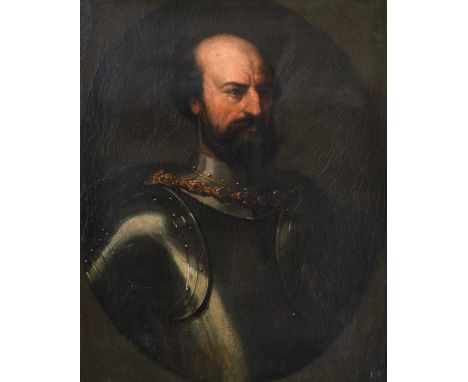 Manner of G B Moroni (1520/4-1579)Portrait of a gentleman, head and shoulders, wearing armour in a feigned ovalOil on canvas,