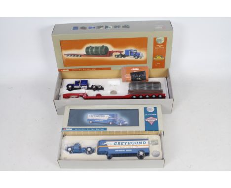 Corgi - Two boxed 1:50 scale diecast US trucks from Corgi's Premier 'Heavy Haulers' &amp; 'Freight' series. Lot consists of U