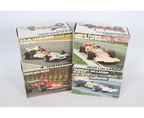 Polistil - 4 x 1:25 scale F1 cars, Ferrari B3 # FX7, Yardley McLaren M19 # FX5, Lotus Turbo Indianapolis # FX6 and B.R.M. Mar