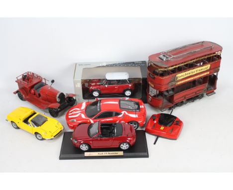 Welly - Hot Wheels - New Bright - 6 models including Ferrari 246 Dino in 1:18 scale, remote control Ferrari F430, a boxed Min