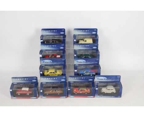 Corgi Vanguards - 10 x boxed 1:43 scale die-cast model Ford vehicles - Lot includes a #05510 copper/brown Ford Consul, a #041