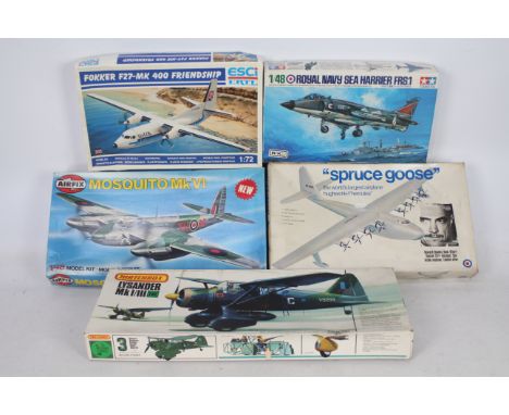 Airfix - Esci - Entex - Tamiya - Matchbox - 5 boxed airplane kits including Fokker F27 Friendship in 1:72 scale # 9111, Spruc