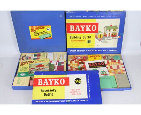 Bayko - 3 sets, Building Outfit 14, Accessory Outfit 14C and a Converting Set. One box is still sealed, the others still have
