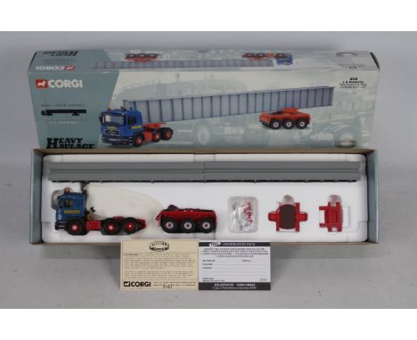 Corgi - Heavy Haulage - A limited edition 1:50 scale MAN Tractor Unit with Bogie and bridge beam load # 76802. This is set nu