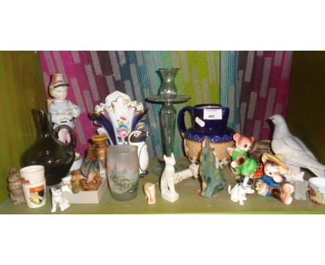 Assorted china and pottery, inc. Doulton Lambeth stoneware vase and jug, Wade Whimsies, etc.