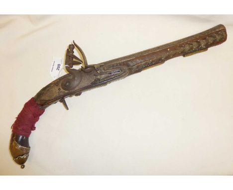 Early 19th Century Middle Eastern flintlock pistol . Approx 47cm long ( Please note cannot post)