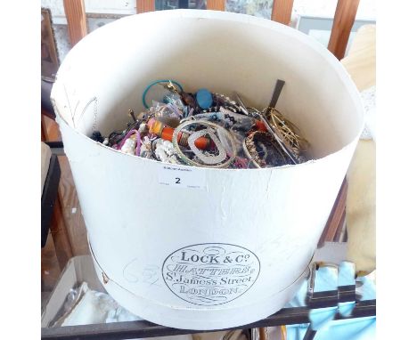 A vintage  hat box of costume jewellery